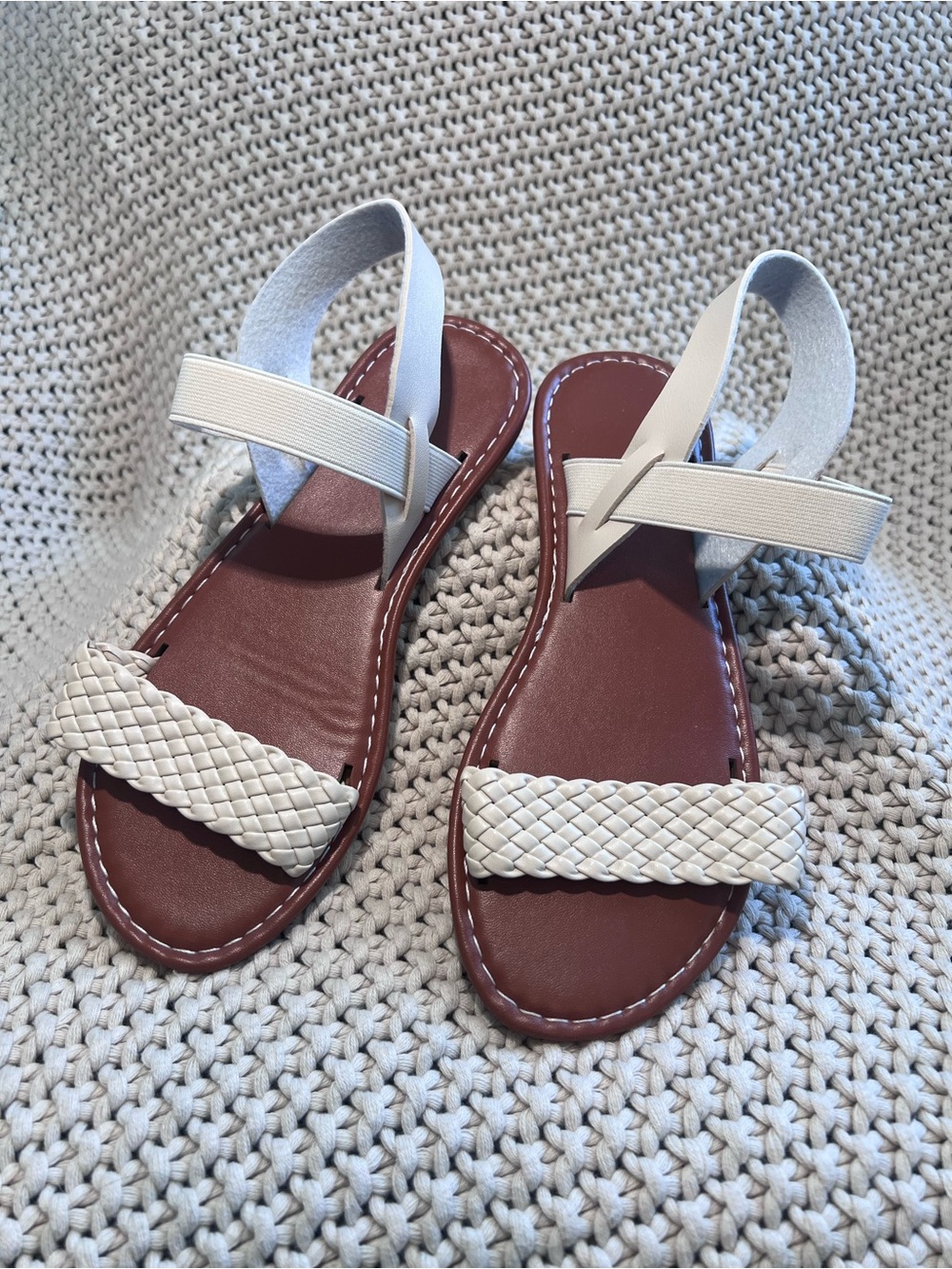 White Braided Strap Sandals